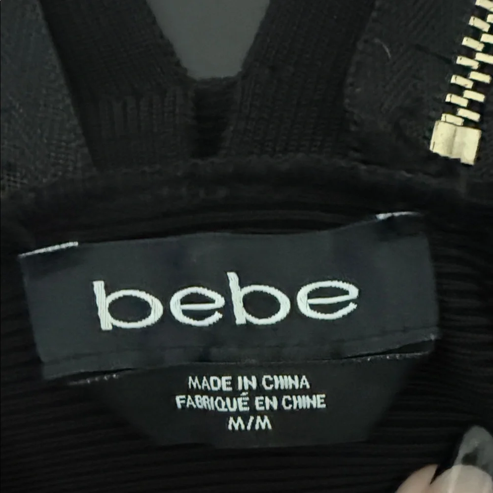 bebe Black bodycon Dress with Gold Zippers - Picture 3 of 3